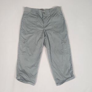Lee Cargo Capri Pants Womens 10 Medium Green Stretch Casual Utility Pockets